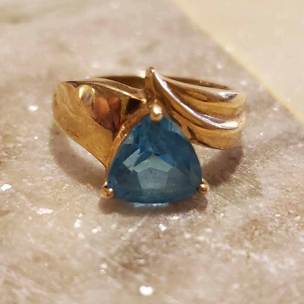 Blue Topaz with Gold Band 10K Ring